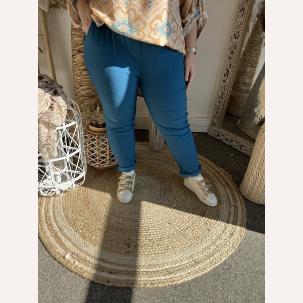 Pantalon 7/8 Simili-cuir Bleu Canard Aventures Des Toiles - Taille 36, Lyocelle, Occasion Parfait état